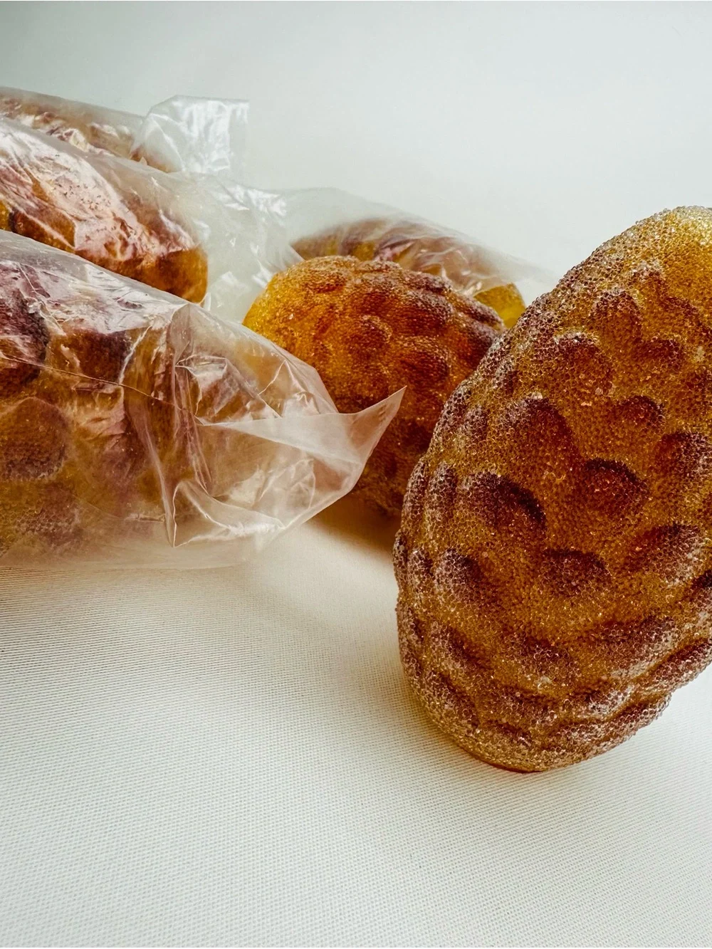 Set of 6 Vintage Pine Cone Christmas Light Covers Textured Plastic Amber Gold